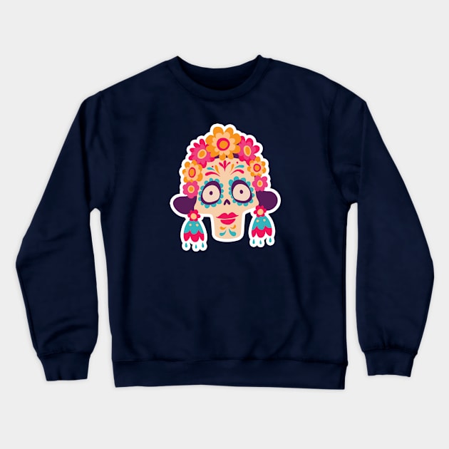 Cute Day of the Dead Sugar Skull Woman Crewneck Sweatshirt by SLAG_Creative